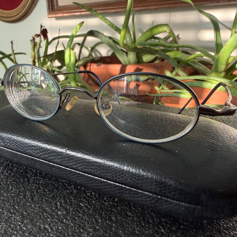 Vintage Discontinued 9203 Elan Matt Gun Blue Metal Prescription Eyeglasses